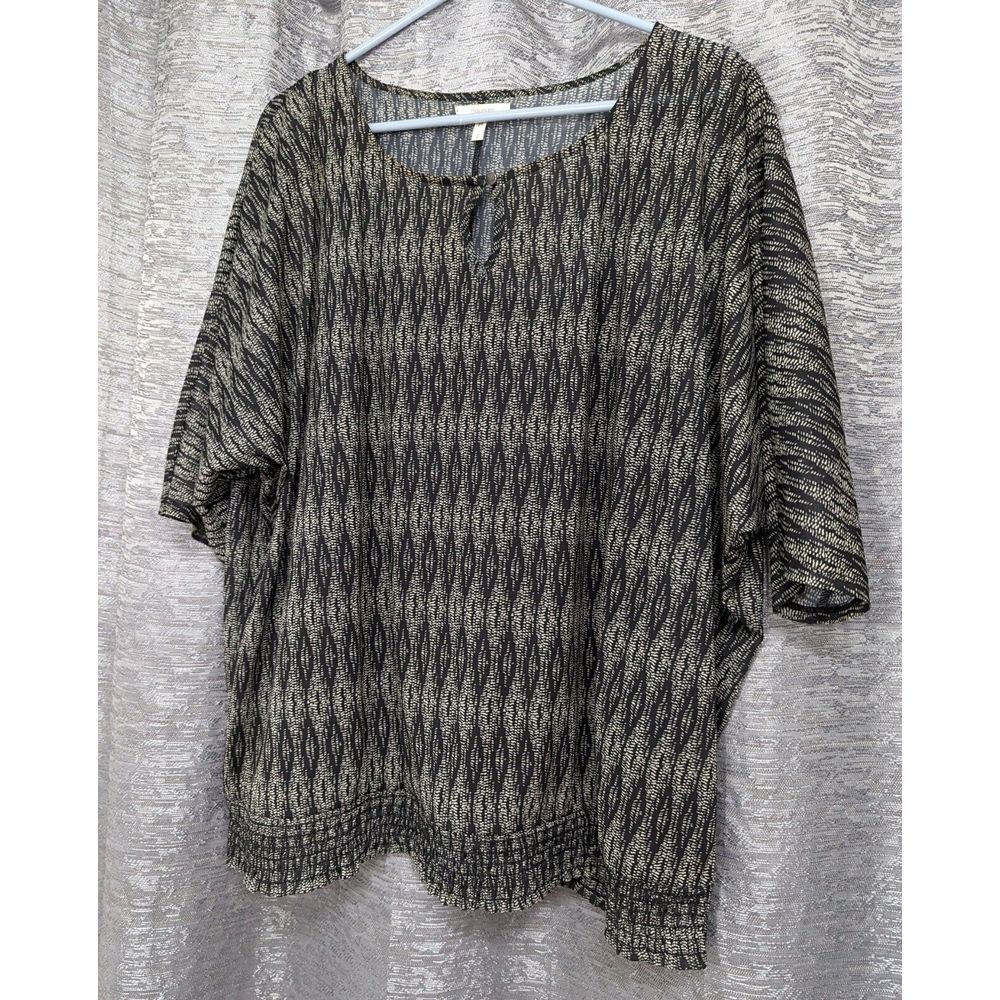 Maurices Women's Top Size Plus 2 Short Sleeve‎ Elastic Waist Black/White W/Tank